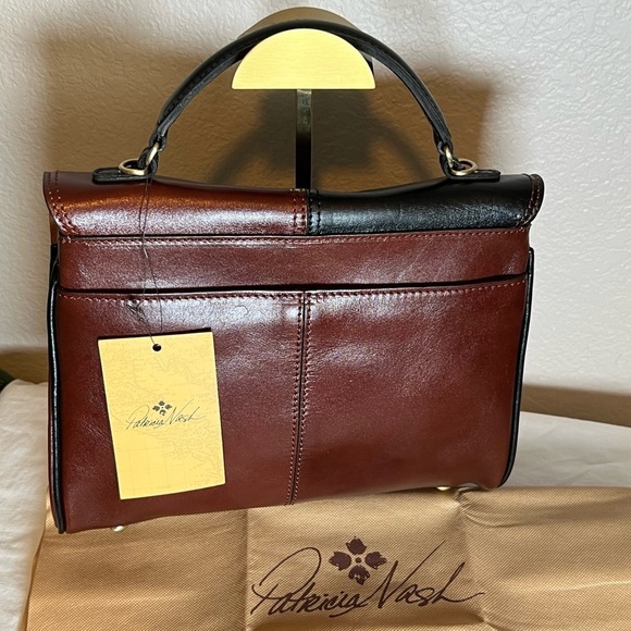 New Patricia Nash Yoeky Leather Top Handle Crossbody Vintage Color Block NWT - Picture 3 of 8